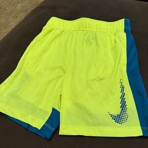 Nike Neon Yellow and Blue Mesh Shorts youth small